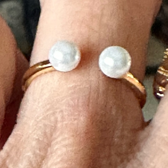 78A. Freshwater Pearl .925 Sterling Silver Vermeil Opening Adjustable Ring ONE - Picture 8 of 12